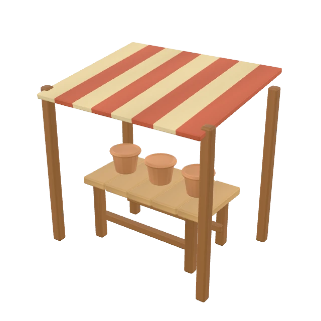 Striped Canvas Market Stall interactive 3D model