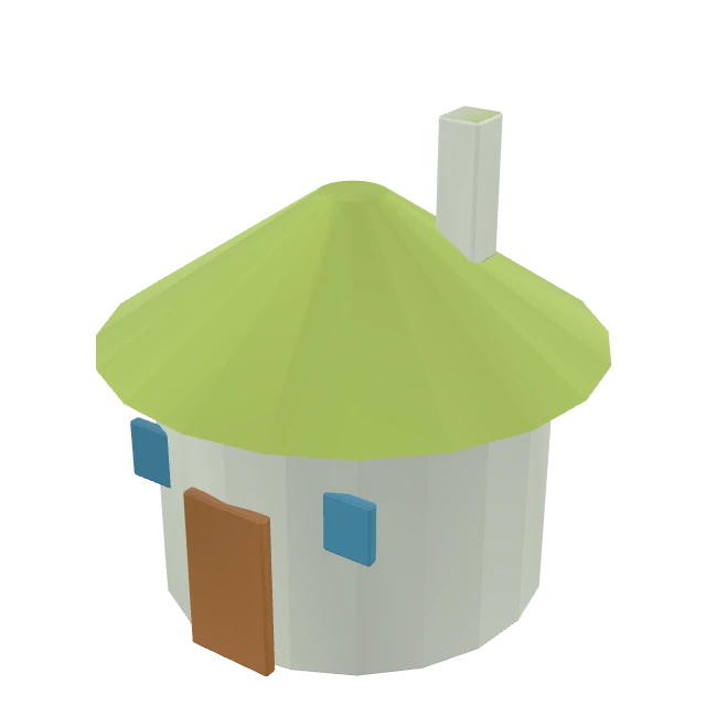Round Hillside Cottage interactive 3D model