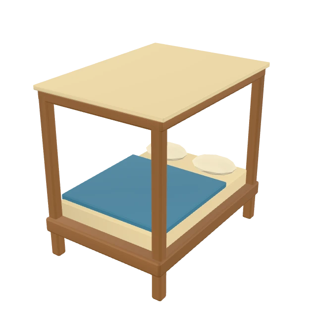 Timber Canopy Bed interactive 3D model